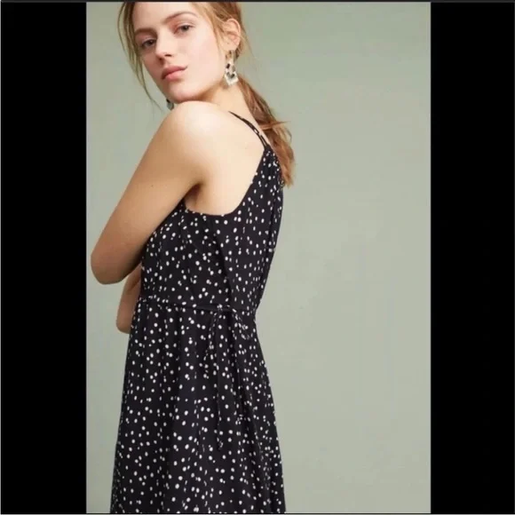 NWOT Anthropologie Maeve Finley Wide Leg Black White Polla Dot Flowy Jumpsuit 4 - Picture 3 of 14